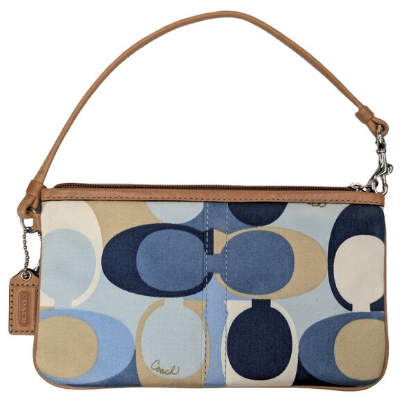 Coach Handbags - COACH Signature Scarf Print Large Wristlet Multicolor Canvas Wallet Clutch Bag